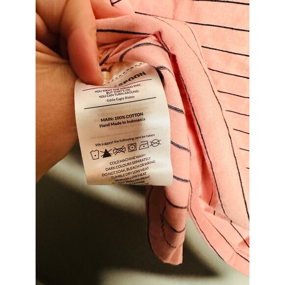 ONE TEASPOON Pink Striped Bower Bird Embroidered Logo Fitted T-Shirt NWT Size M - Picture 8 of 8